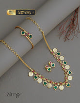 KY1011787 - Gold plated palakka coin Necklace Earrings Bangle set Combo 3-Zilmor